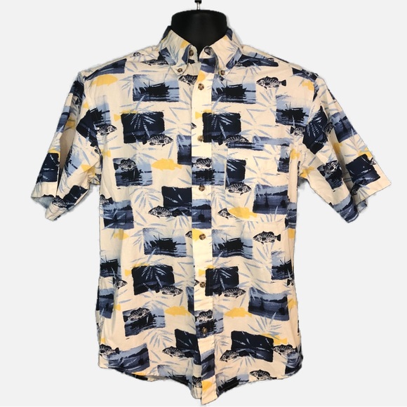 Puritan Men’s Short Sleeve Fish Print Casual Shirt size Small. - Picture 1 of 4